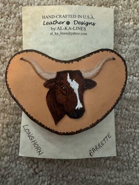 Hand-Crafted Leather Longhorn Barrette